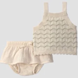 Carter's Just One You® Baby Girls' 2pc Striped Tank Top and Peplum Bloomer Set - White/Green Newborn