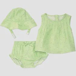 Carter's Just One You® Baby Girls' 3pc Floral Tank Top with Bloomer and Hat Set - Green 12M