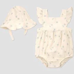 Carter's Just One You® Baby Girls' Seashell Bubble Romper and Hat Set - Ivory 9M