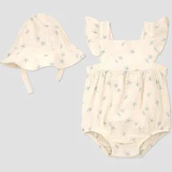 Carter's Just One You® Baby Girls' Seashell Bubble Romper and Hat Set - Ivory 12M