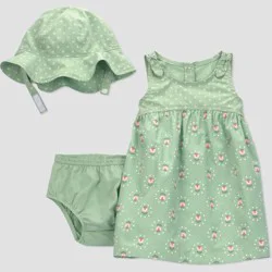 Carter's Just One You® Baby Girls' Tulip Dress and Hat Set - Green Newborn