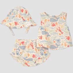 Carter's Just One You® Baby Girls' 3pc Sea Animals Tank Top with Bloomer and Hat Set - Ivory 12M
