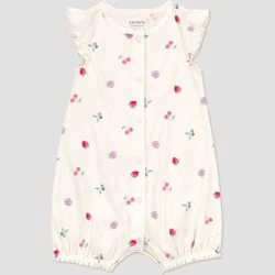 Carter's Just One You® Baby Girls' Floral Romper - Cream/Pink/Purple Newborn