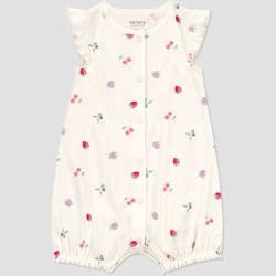 Carter's Just One You® Baby Girls' Floral Romper - Cream/Pink/Purple Newborn
