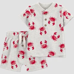 Carter's Just One You® Baby Boys' 2pc Crab Graphic T-Shirt and Shorts Set - Red/Gray 12M