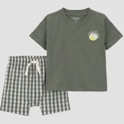 Carter's Just One You® Baby Boys' 2pc Beach Ball Gingham T-Shirt and Shorts Set - Green 18M