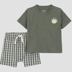 Carter's Just One You® Baby Boys' 2pc Beach Ball Gingham T-Shirt and Shorts Set - Green 18M