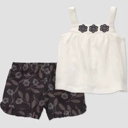 Carter's Just One You® Baby Girls' 2pc Floral T-Shirt and Shorts Set - Black 9M