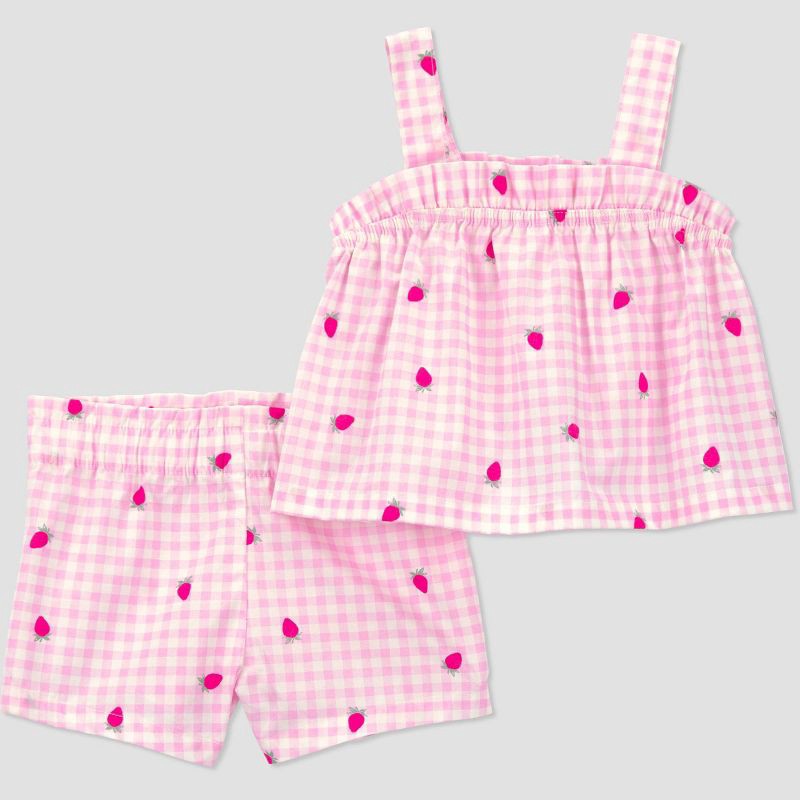 slide 1 of 4, Carter's Just One You® Baby Girls' 2pc Strawberry T-Shirt and Shorts Set - Pink Newborn, 2 ct
