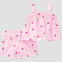 Carter's Just One You® Baby Girls' 2pc Strawberry T-Shirt and Shorts Set - Pink Newborn