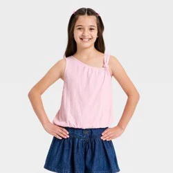 Girls' Knotted Strap Asymmetrical Top - Cat & Jack™ Light Pink M