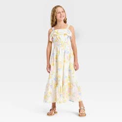 Girls' Watercolor Floral Maxi Dress - Cat & Jack™ Beige M