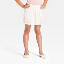 Girls' Foldover Waist Eyelet Skort - Cat & Jack™ Cream XS
