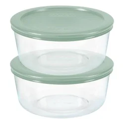 Pyrex 4pc 4c Round Food Storage Container Set Cameo Green