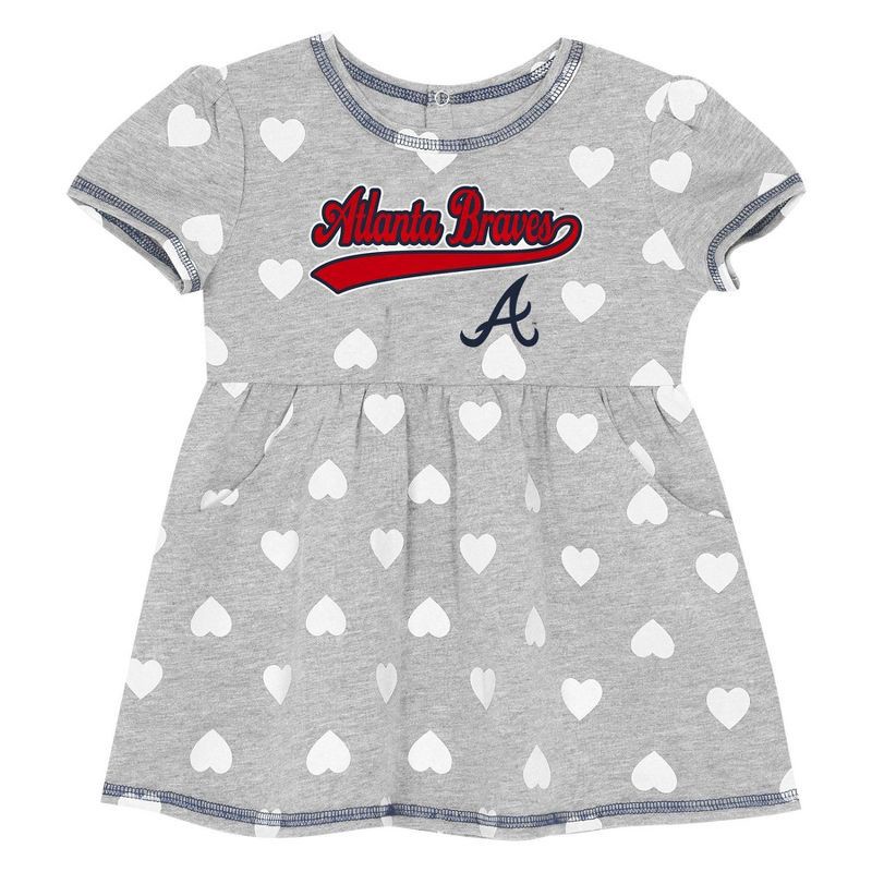 slide 2 of 3, MLB Atlanta Braves Infant Girls Gray Dress - 12M, 1 ct