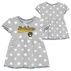 MLB Milwaukee Brewers Infant Girls Gray Dress - 12M