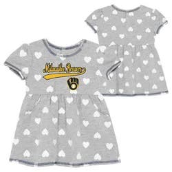 MLB Milwaukee Brewers Infant Girls Gray Dress - 12M