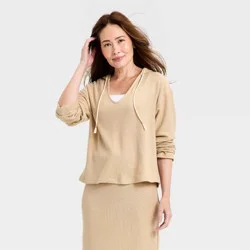 Women's Beach Hoodie Pullover Sweatshirt - Universal Thread™ Tan L