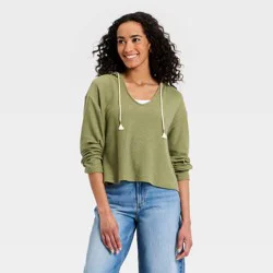 Women's Beach Hoodie Pullover Sweatshirt - Universal Thread™ Olive Green XS