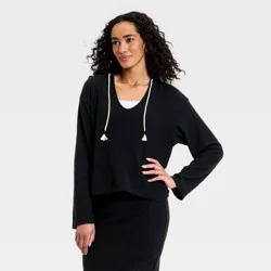 Women's Beach Hoodie Pullover Sweatshirt - Universal Thread™ Black XL