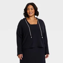 Women's Beach Hoodie Pullover Sweatshirt - Universal Thread™ Black XXL