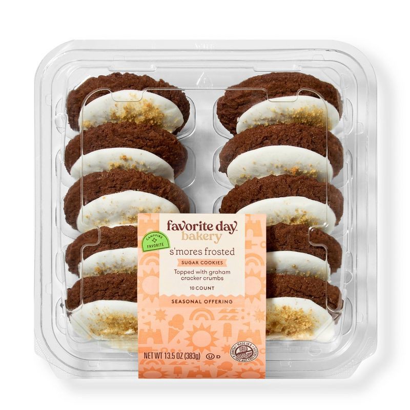 slide 1 of 4, S'mores Frosted Sugar Cookies - 13.5oz/10ct - Favorite Day™, 10 ct; 13.5 oz