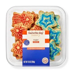 Patriotic Shaped Red White & Blue Sugar Cookies Tub - 10oz - Favorite Day™