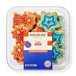 Patriotic Shaped Red White & Blue Sugar Cookies Tub - 10oz - Favorite Day™