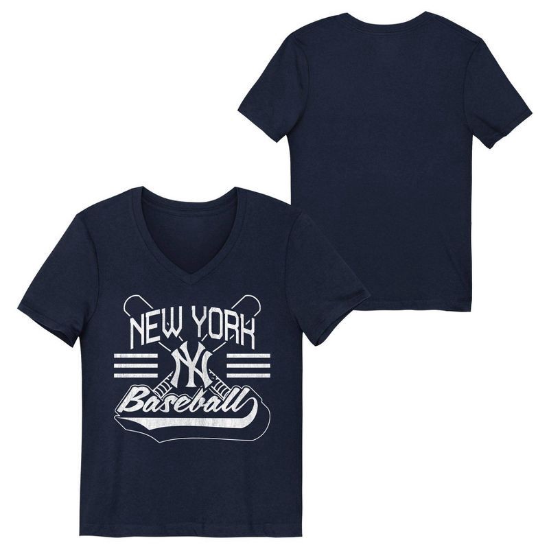 slide 1 of 3, MLB New York Yankees Youth Girls' Core T-Shirt - L, 1 ct