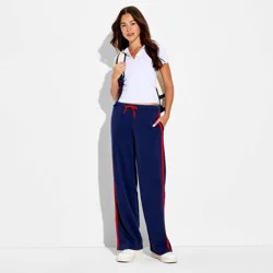 Zoe+Liv Women's Side Striped Graphic Pull-On Pants - Navy Blue L