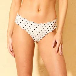Women's Ruffle Edge Low-Rise Medium Coverage Bikini Bottom - Wild Fable™ Cream/Black Polka Dot M