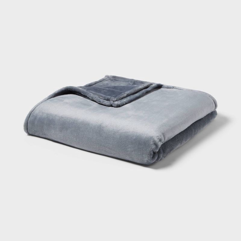 slide 1 of 4, Full/Queen Microplush Bed Blanket Light Blue - Threshold™, 1 ct