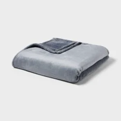 Full/Queen Microplush Bed Blanket Light Blue - Threshold™