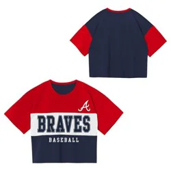 MLB Atlanta Braves Youth Girls' Colorblock T-Shirt - XS