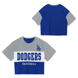 MLB Los Angeles Dodgers Youth Girls' Colorblock T-Shirt - XL