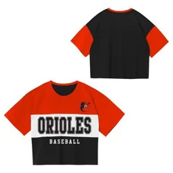 MLB Baltimore Orioles Youth Girls' Colorblock T-Shirt - XL