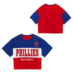 MLB Philadelphia Phillies Youth Girls' Colorblock T-Shirt - XL
