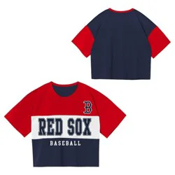 MLB Boston Red Sox Youth Girls' Colorblock T-Shirt - XL