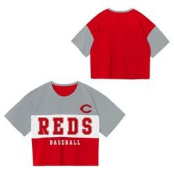 MLB Cincinnati Reds Youth Girls' Colorblock T-Shirt - L