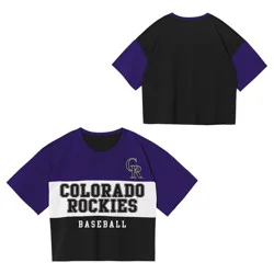 MLB Colorado Rockies Youth Girls' Colorblock T-Shirt - XL