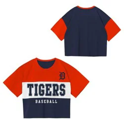 MLB Detroit Tigers Youth Girls' Colorblock T-Shirt - L