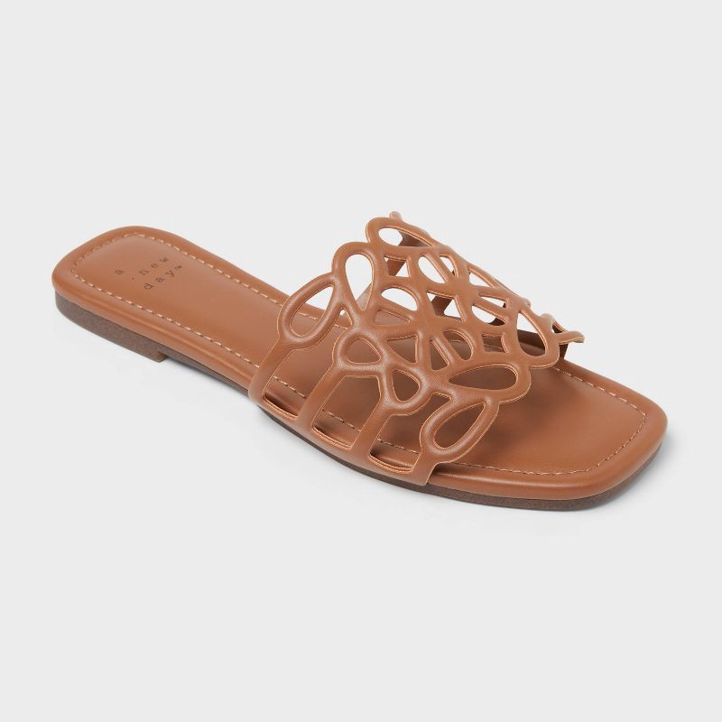 slide 1 of 4, Women's Fiona Slide Sandals - A New Day™ Beige 8.5, 1 ct