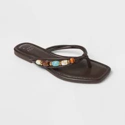 Women's Elsie Thong Sandals - A New Day™ Chocolate 9