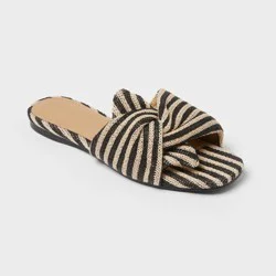 Women's Mila Striped Slide Sandals - Universal Thread™ Black/Cream 6