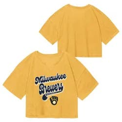 MLB Milwaukee Brewers Youth Girls' Fashion T-Shirt - XS