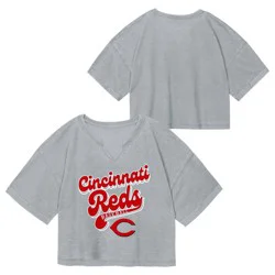 MLB Cincinnati Reds Youth Girls' Fashion T-Shirt - S