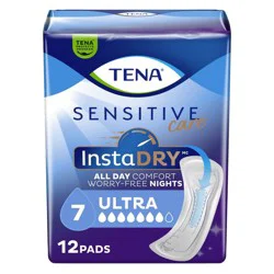 Tena Sensitive Care Ultra InstaDry Pads for Women - Postpartum and Bladder Leaks - Ultra Absorbency - 12ct