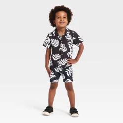 Grayson Mini Toddler Boys' Palm Fronds Matching T-Shirt and Shorts Set - Gray 18M
