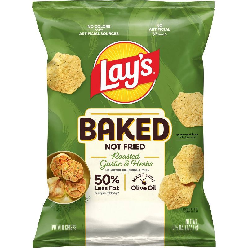 slide 1 of 5, Lay's Baked Roasted Garlic & Herbs & Olive Chips - 6.25oz, 6.25 oz