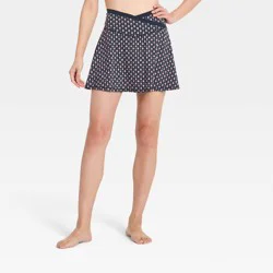 Women's Everyday Soft Mid-Rise Crossover Waistband Skort 14.5" - All In Motion™ Blue Scarf Print XXL